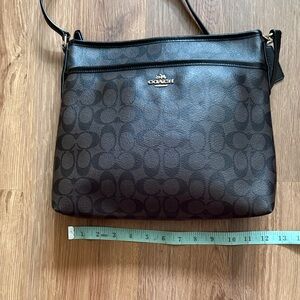 Coach Dark Brown/Black Signature Crossbody with Gold Hardware